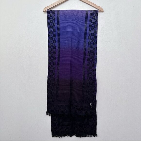 Versace Unisex Purple Ombre Geometric One Size Woven Scarf - Picture 7 of 15